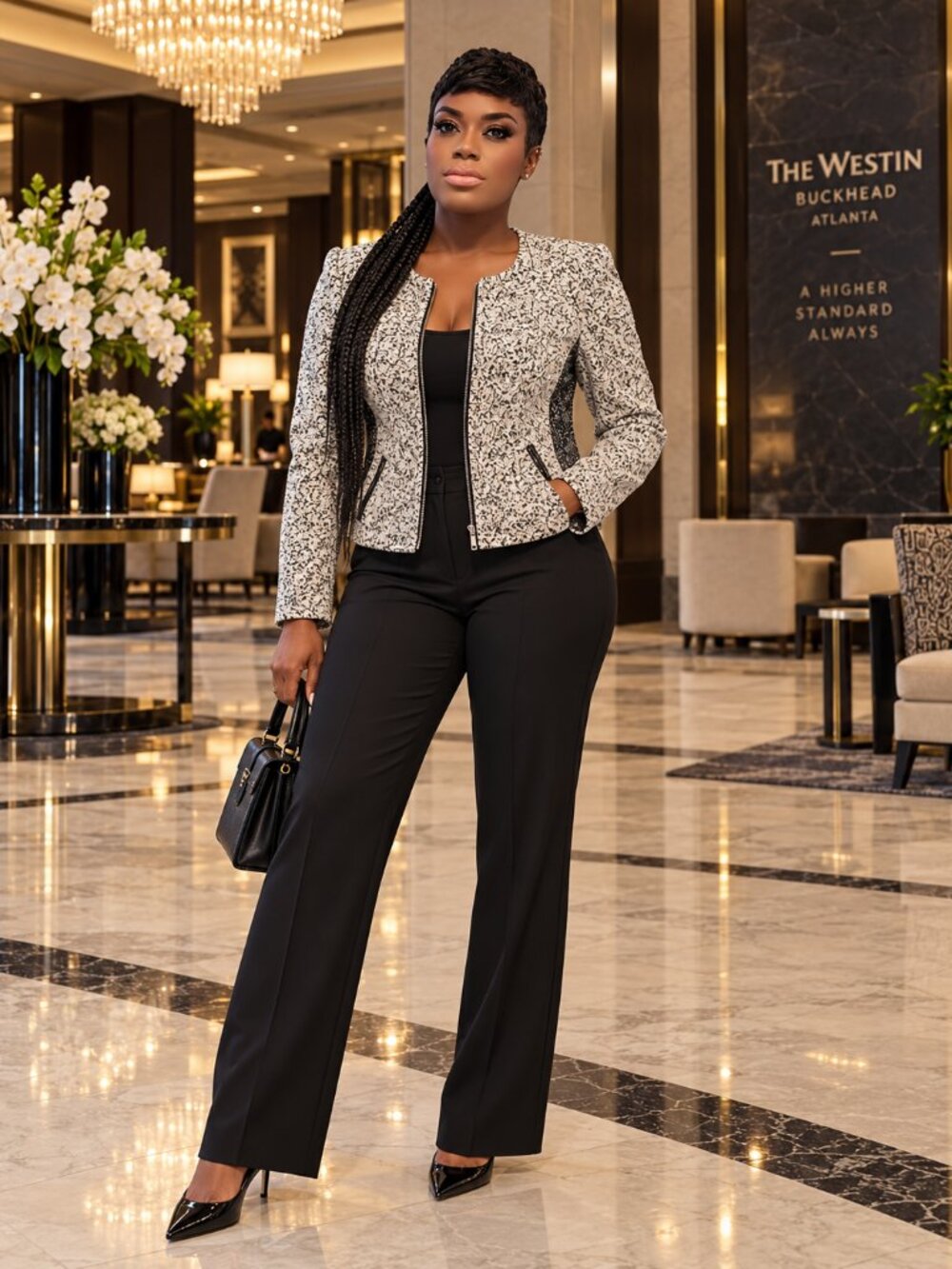 Calvin Klein black & white textured jacket